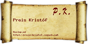 Preis Kristóf névjegykártya